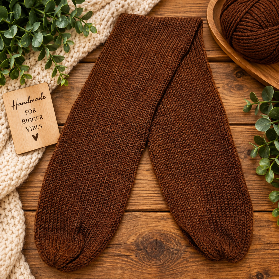 Kerya Station handmade brown knitted scarf