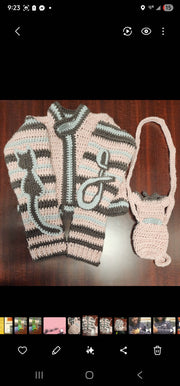 Too Thick custom crochet jacket and matching bag