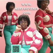 Too Thick pink and cream heart crochet jacket collection